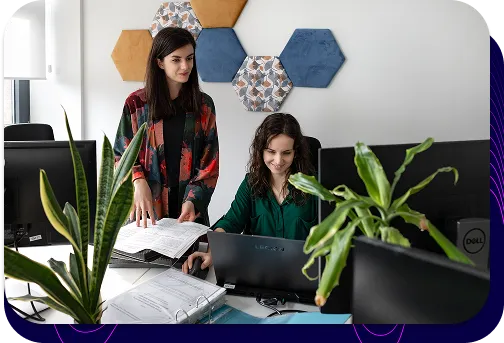 The Silencions team designing the interior acoustics – hexagonal decorative panels visible in the background.