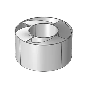 3D model of the s|TWIST| acoustic silencer — isometric view of the internal geometry.