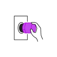 Icon of a hand installing an acoustic silencer in a wall opening